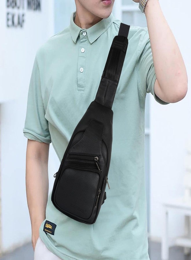 Half Moon Arc Crossbody Bag for Men & Women | Water Resistant Faux Leather Sling Chest Bag Fits 11-Inch iPad/Tablet | Stylish Side Shoulder Messenger Pack for Travel, Biking & Office (Black) - Image 5